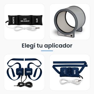 Los 4 tipos de aplicador para equipos de magnetoterapia Seakit: FoamPack, FoamFit, FoamDuo y Cilindro