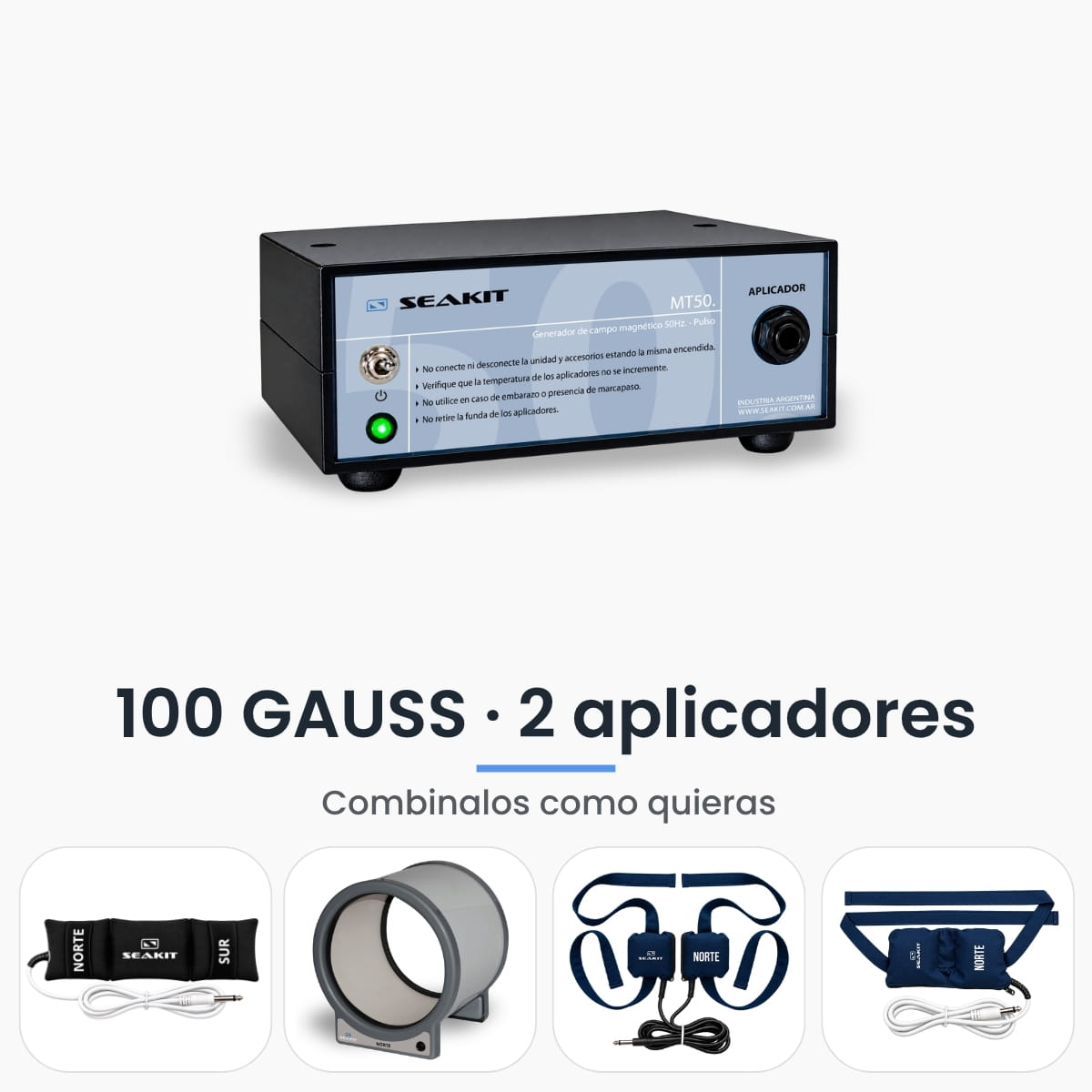 Magnetoterapia domiciliaria MT-50 100 GAUSS con 2 aplicadores Magnetoterapia domiciliaria MT-50 Seakit de 100 GAUSS con 2 aplicadores