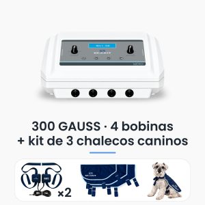 Equipo Seakit Micro 6 Gold de 300 Gauss con 4 bobinas y kit de 3 chalecos de magnetoterapia para perros