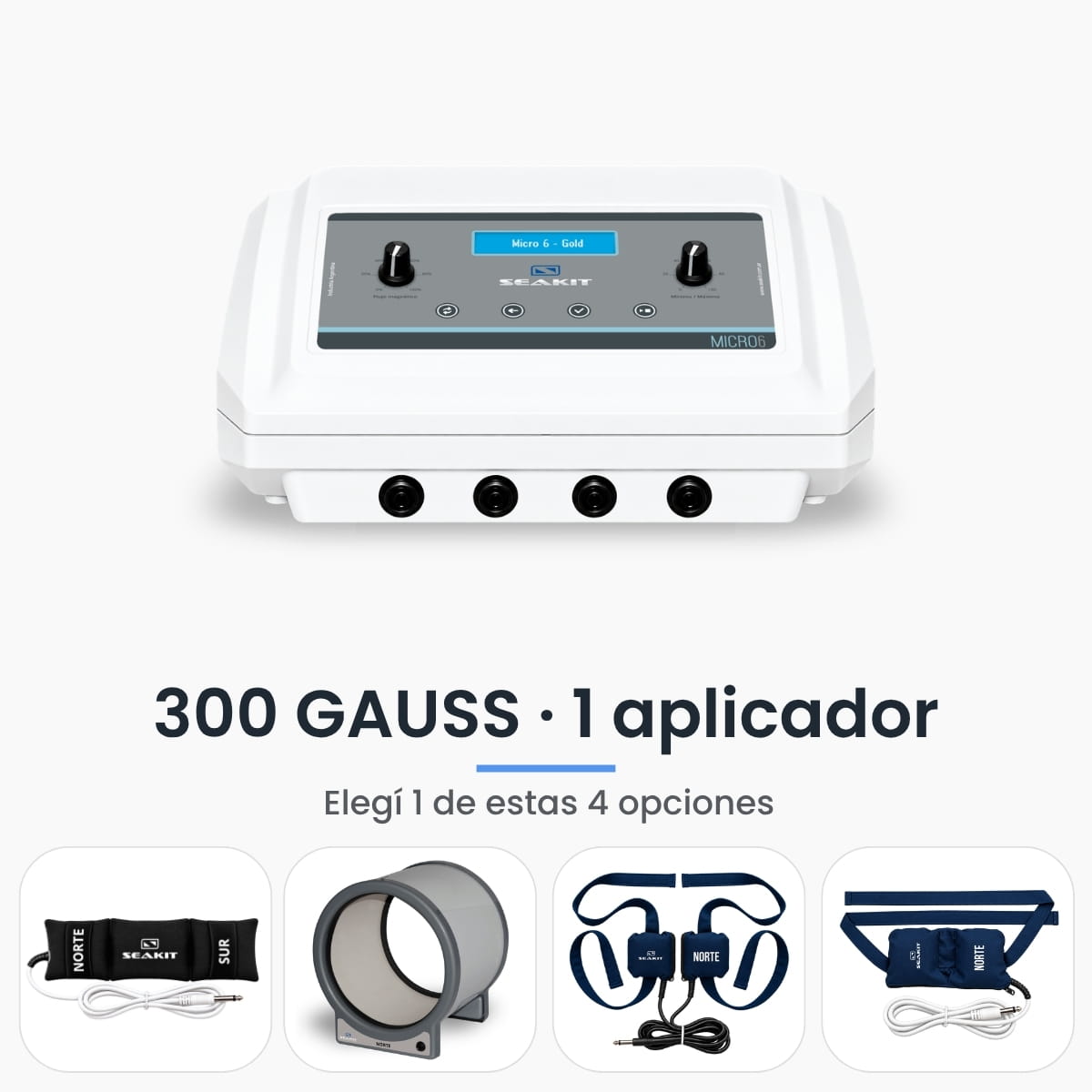 Magnetoterapia profesional Micro 6 Gold 300 GAUSS con 1 aplicador Magnetoterapia profesional Micro 6 Gold Seakit de 300 GAUSS con 1 aplicador